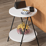 Стол приставной с 2-мя круглыми белыми столешницами ESSEL SIDE TABLE WHITE варинант исполнения - 9 | Loft Concept в Екатеринбурге