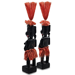 Комплект из 2-х деревянных статуэток Asmat Red Straw Headdress Statuettes варинант исполнения - 2 | Loft Concept в Екатеринбурге