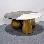Дизайнерский журнальный стол с круглой столешницей на 3-х геометрических ножках Lehumod варинант исполнения - 1 | Loft Concept в Екатеринбурге
