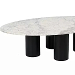 Кофейный столик овальный с мраморной столешницей на 4-х массивных ножках Demonstration of Taste варинант исполнения - 1 | Loft Concept в Екатеринбурге