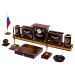 Настольный письменный набор с часами из природного камня обсидиана Royal Set варинант исполнения - 2 | Loft Concept в Екатеринбурге