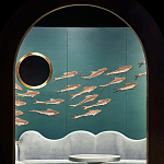 Обои с вышивкой ручной работы Deco Fish Original colourway варинант исполнения - 2 | Loft Concept в Екатеринбурге