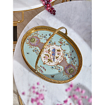 Блюдо овальное с ручкой и голубым фарфоровым дном с цветочным рисунком Blue Garden варинант исполнения - 2 | Loft Concept в Екатеринбурге