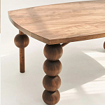 Обеденный стол деревянный с круглыми декоративными элементами на ножках Koko варинант исполнения - 4 | Loft Concept в Екатеринбурге