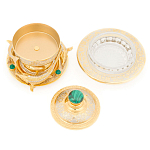 Икорница c декором "Три стерлядки" с гравировкой и натуральным камнем Малахит Decorative Cavair Dishes варинант исполнения - 2 | Loft Concept в Екатеринбурге