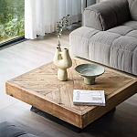 Дизайнерский журнальный стол квадратный с черным трапециевидным основанием Wokab варинант исполнения - 2 | Loft Concept в Екатеринбурге