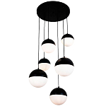 Каскадный светильник с 6-ю плафонами шары Ponzio Flos Cascade  Black Sphere Hanging Lamp варинант исполнения - 1 | Loft Concept в Екатеринбурге