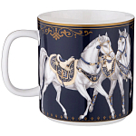 Кружка из фарфора синяя с изображением лошадей 400 мл Porcelain Horse Set варинант исполнения - 1 | Loft Concept в Екатеринбурге