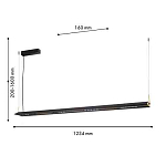 Подвесной светильник линейный вытянутой формы с черным матовым корпусом и золотистыми акцентами Line Pendant варинант исполнения - 1 | Loft Concept в Екатеринбурге