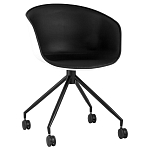 Офисное кресло из пластика с мягким сиденьем Eggshell Black варинант исполнения - 1 | Loft Concept в Екатеринбурге