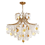 Люстра подвесная с белыми и золотыми круглыми подвесками Диаметр 70 см SHELL Chandelier варинант исполнения - 1 | Loft Concept в Екатеринбурге