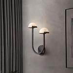 Бра с 2-мя мраморными плафонами на черном корпусе Light Warm Light варинант исполнения - 2 | Loft Concept в Екатеринбурге