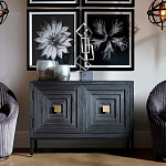 Тумба черная из дерева двухдверная Geometric Double Door Nightstand варинант исполнения - 5 | Loft Concept в Екатеринбурге