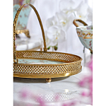 Блюдо овальное с ручкой и голубым фарфоровым дном с цветочным рисунком Blue Garden варинант исполнения - 4 | Loft Concept в Екатеринбурге