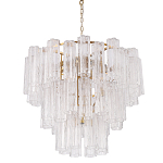 Люстра круглая многоярусная с прозрачными подвесками из стекла Hexagon Tube Light варинант исполнения - 1 | Loft Concept в Екатеринбурге