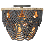 Круглый потолочный светильник с подвесками из круглых деревянных бусин Wooden Beads Black Ceiling Lamp варинант исполнения - 1 | Loft Concept в Екатеринбурге