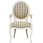 Стул с подлокотниками и круглой спинкой  Checkered Upholstery Chair обивка в клетку варинант исполнения - 2 | Loft Concept в Екатеринбурге