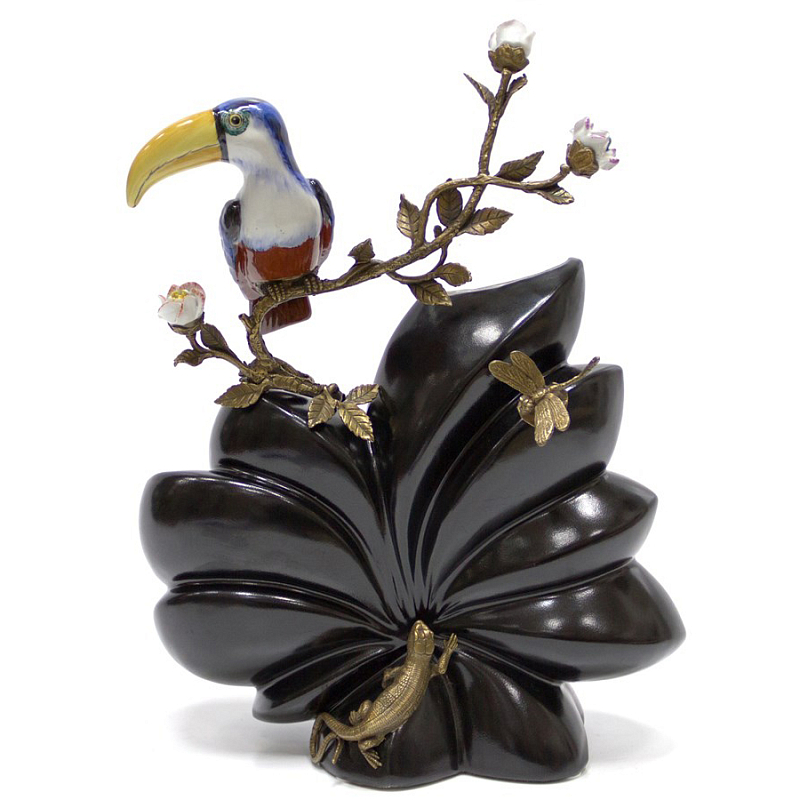 Фарфоровая ваза Toucan and Lizard Черный Бронза в Екатеринбурге | Loft Concept 