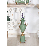 Ваза зеленого цвета из фарфора на высокой подставке с бронзовыми ручками Eden Garden porcelain and bronze варинант исполнения - 4 | Loft Concept в Екатеринбурге