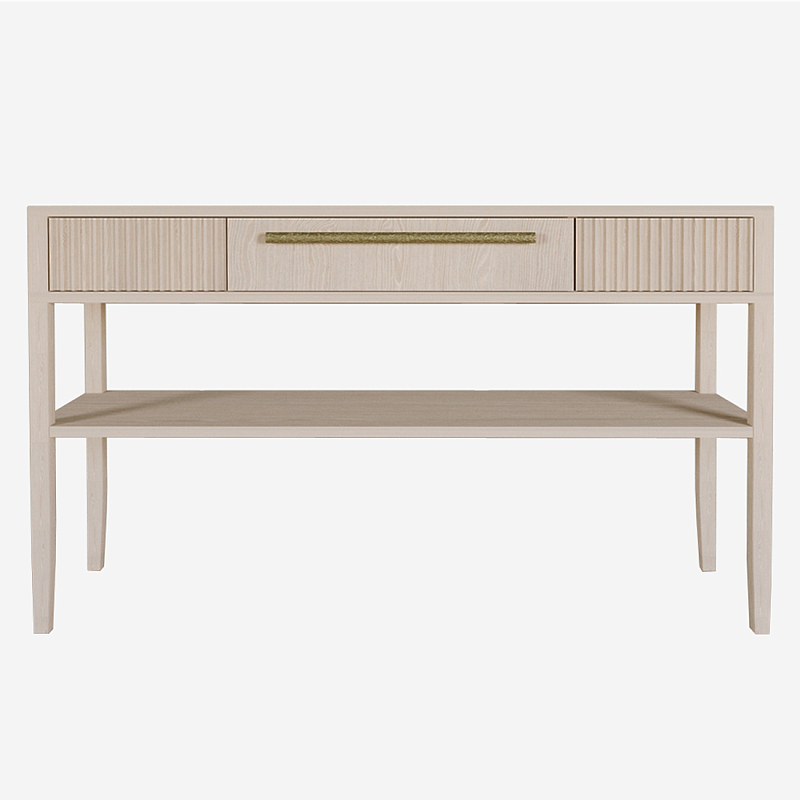 Дизайнерская Консоль с полкой и ящиком Primo Светлый дуб Древесина Золотой в Екатеринбурге | Loft Concept 