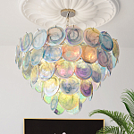 Люстра с каскадом из круглых разноцветных стеклянных дисков Mother of Pearl Iridescence варинант исполнения - 1 | Loft Concept в Екатеринбурге