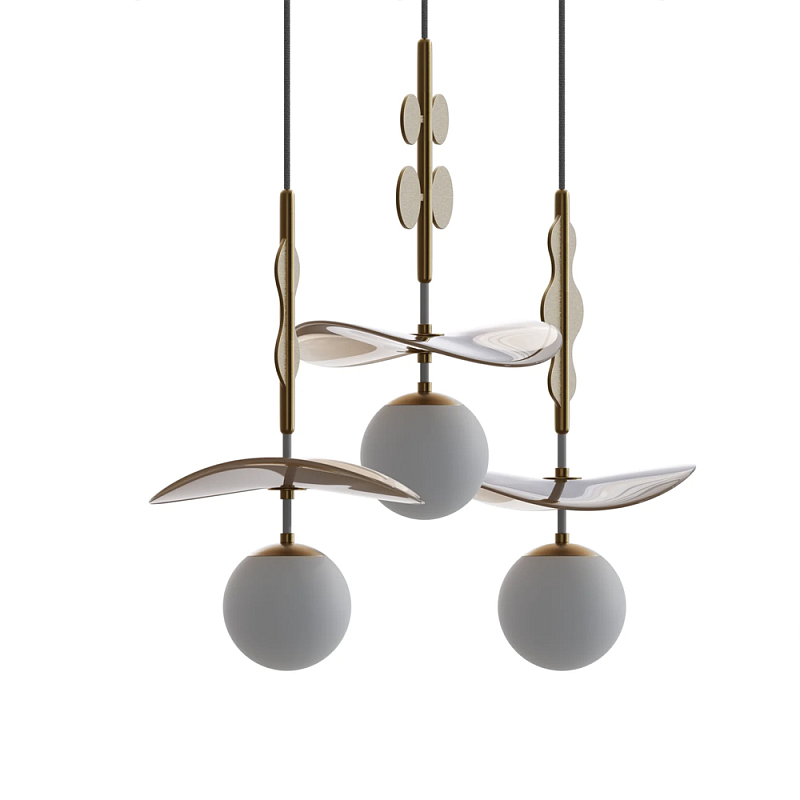 Подвес Bloomy Бежевый Белый Латунь в Екатеринбурге | Loft Concept 