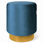 Пуф синий велюр на золотом металлическом основании Golden Belt варинант исполнения - 1 | Loft Concept в Екатеринбурге