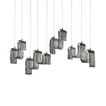 Подвесной светильник линейный с плафонами волнистой формы из фактурного стекла Big Wave варинант исполнения - 2 | Loft Concept в Екатеринбурге