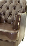 Кресло кожаное c мягкими подлокотниками на 4-х деревянных ножках из массива березы Joseph Armchair brown варинант исполнения - 3 | Loft Concept в Екатеринбурге