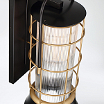 Настенный фонарь цилиндрической формы с рифленым стеклом в золотом каркасе на черном прямоугольном основании Eurofase варинант исполнения - 4 | Loft Concept в Екатеринбурге