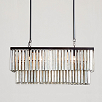 Люстра линейная прямоугольная с подвесками из натурального перламутра Nacre варинант исполнения - 2 | Loft Concept в Екатеринбурге