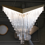 Люстра золотого цвета в форме галочки с каскадом длинных прозрачных трубок Eurofase варинант исполнения - 13 | Loft Concept в Екатеринбурге