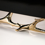 Дизайнерский комод чёрный глянцевый с основанием в виде золотых ветвей Meta Credenza  варинант исполнения - 2 | Loft Concept в Екатеринбурге