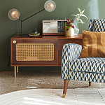 ТВ-тумба из ореха с плетеным декором Eland Wooden Wicker TV Stand варинант исполнения - 3 | Loft Concept в Екатеринбурге