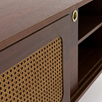 ТВ-тумба из ореха с плетеным декором Eland Wooden Wicker TV Stand варинант исполнения - 7 | Loft Concept в Екатеринбурге