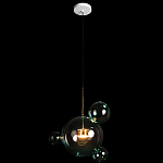 Подвесной светильник с прозрачными бирюзовыми стеклянными шарами и золотыми деталями Диаметр 43 Giopato & Coombes варинант исполнения - 2 | Loft Concept в Екатеринбурге