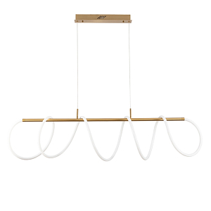 Люстра подвесная линейная с металлическим каркасом и изогнутыми светящимися линиями Длина 120 см Luke Lampco Tracer Lamp