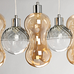 Люстра с 3-мя плафонами волнообразной формы цвета янтарь и 2-мя прозрачными шарообразными плафонами Lucid Rain  варинант исполнения - 7 | Loft Concept в Екатеринбурге