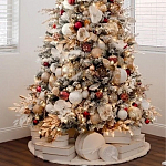 Заснеженная Новогодняя Ель с золотыми листьями и цветами в комплекте варинант исполнения - 3 | Loft Concept в Екатеринбурге