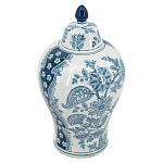 Ваза с крышкой и голубым цветочным рисунком 37 см Blue & White Ornament варинант исполнения - 1 | Loft Concept в Екатеринбурге