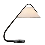 Настольная лампа с черным каркасом и белым тканевым абажуром в форме конуса Stylish Solution варинант исполнения - 3 | Loft Concept в Екатеринбурге