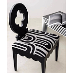 Дизайнерский стул с круглой деревянной спинкой Black and White Clover варинант исполнения - 7 | Loft Concept в Екатеринбурге