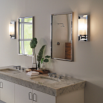 Бра для ванных комнат с цилиндрическим плафоном на прямоугольном зеркальном основании Feiss варинант исполнения - 2 | Loft Concept в Екатеринбурге