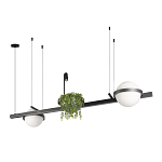 Подвесной светильник линейный с 2-мя шарообразными плафонами и цилиндрическим спотом Light of Еyes варинант исполнения - 8 | Loft Concept в Екатеринбурге