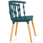 Пластиковый стул на ножках из массива бука Ferret Spiral Green варинант исполнения - 3 | Loft Concept в Екатеринбурге