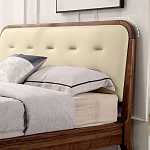 Кровать двуспальная с каркасом из дерева и мягким изголовьем Moon Walnut Bed варинант исполнения - 2 | Loft Concept в Екатеринбурге