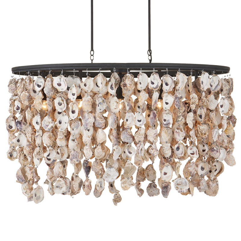 Люстра овальная с подвесками из устричных раковин Sea Ravens Черный в Екатеринбурге | Loft Concept 