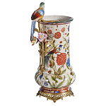 Ваза фарфоровая с птицей на бронзовой ветке и цветочной росписью Garden of Eden варинант исполнения - 1 | Loft Concept в Екатеринбурге