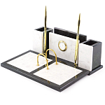 Настольный письменный набор из белого мрамора с часами Marble Accessory варинант исполнения - 2 | Loft Concept в Екатеринбурге