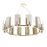 Люстра подвесная круглая с прямоугольными мраморными и золотистыми панелями на металлическом каркасе Диаметр 118 см Marble square Chandelier варинант исполнения - 2 | Loft Concept в Екатеринбурге